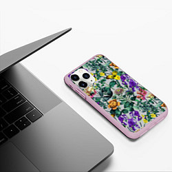 Чехол iPhone 11 Pro матовый Цветы Летний Орнамент, цвет: 3D-розовый — фото 2