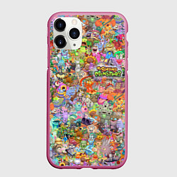 Чехол iPhone 11 Pro матовый MY SINGING MONSTERS Все персонажи, цвет: 3D-малиновый
