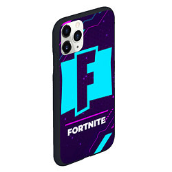 Чехол iPhone 11 Pro матовый Символ Fortnite в неоновых цветах на темном фоне, цвет: 3D-черный — фото 2