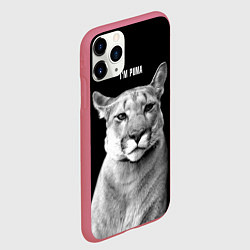 Чехол iPhone 11 Pro матовый Смотрящая пума, цвет: 3D-малиновый — фото 2