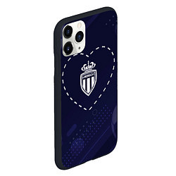 Чехол iPhone 11 Pro матовый Лого Monaco в сердечке на фоне мячей, цвет: 3D-черный — фото 2