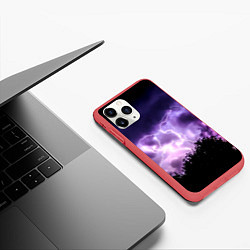 Чехол iPhone 11 Pro матовый Purple Lightning, цвет: 3D-красный — фото 2