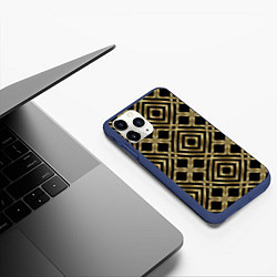 Чехол iPhone 11 Pro матовый GOLD LUXURY Золотая абстракция, цвет: 3D-тёмно-синий — фото 2