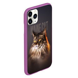 Чехол iPhone 11 Pro матовый Maine cat, цвет: 3D-фиолетовый — фото 2
