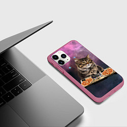 Чехол iPhone 11 Pro матовый Космический котёнок диджей Space DJ Cat, цвет: 3D-малиновый — фото 2