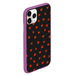 Чехол iPhone 11 Pro матовый Love Death and Robots red pattern, цвет: 3D-фиолетовый — фото 2