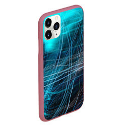 Чехол iPhone 11 Pro матовый Неоновые волны и линии - Голубой, цвет: 3D-малиновый — фото 2