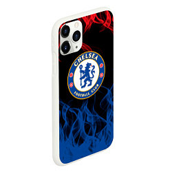 Чехол iPhone 11 Pro матовый Челси chelsea пламя, цвет: 3D-белый — фото 2