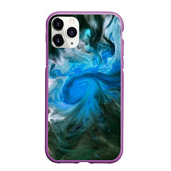 Чехол iPhone 11 Pro матовый Неоновые краски - Синий, цвет: 3D-фиолетовый
