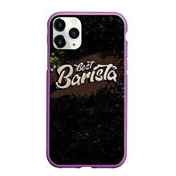 Чехол iPhone 11 Pro матовый Best barista graffiti, цвет: 3D-фиолетовый