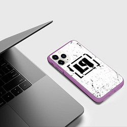 Чехол iPhone 11 Pro матовый Linkin Park брызги краски, цвет: 3D-фиолетовый — фото 2