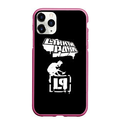 Чехол iPhone 11 Pro матовый Linkin Park белой краской, цвет: 3D-малиновый