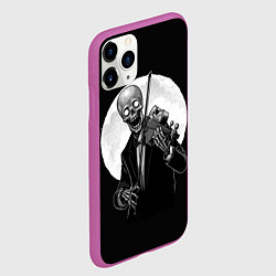 Чехол iPhone 11 Pro матовый Скелет скрипач под полной луной, цвет: 3D-фиолетовый — фото 2