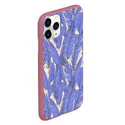 Чехол iPhone 11 Pro матовый Фиолетовые Перья Птиц, цвет: 3D-малиновый — фото 2