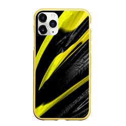 Чехол iPhone 11 Pro матовый Жёлтая и Чёрная Масляная Краска, цвет: 3D-желтый