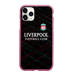 Чехол iPhone 11 Pro матовый Liverpool ливерпуль чёрточки, цвет: 3D-малиновый