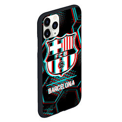 Чехол iPhone 11 Pro матовый Barcelona FC в стиле Glitch на темном фоне, цвет: 3D-черный — фото 2