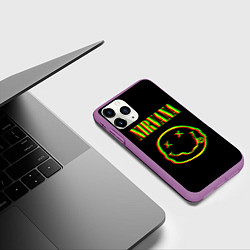 Чехол iPhone 11 Pro матовый Nirvana глитч, цвет: 3D-фиолетовый — фото 2