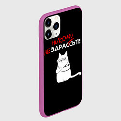 Чехол iPhone 11 Pro матовый Неприветливый кот, цвет: 3D-фиолетовый — фото 2