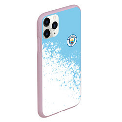 Чехол iPhone 11 Pro матовый Manchester city белые брызги на голубом фоне, цвет: 3D-розовый — фото 2