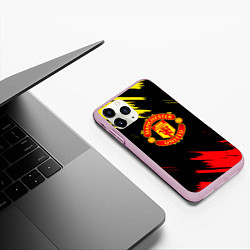 Чехол iPhone 11 Pro матовый Manchester united Texture, цвет: 3D-розовый — фото 2