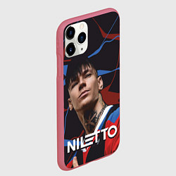 Чехол iPhone 11 Pro матовый Нилетто и красно-синие разводы, цвет: 3D-малиновый — фото 2