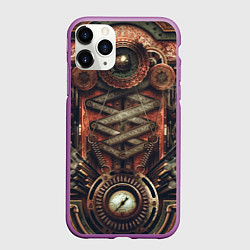 Чехол iPhone 11 Pro матовый Mechanical device in Steampunk Retro style, цвет: 3D-фиолетовый