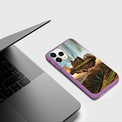 Чехол iPhone 11 Pro матовый Горный пейзаж в стиле Стимпанк, цвет: 3D-фиолетовый — фото 2