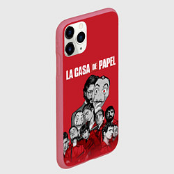 Чехол iPhone 11 Pro матовый Бумажный дом персонажи, цвет: 3D-малиновый — фото 2