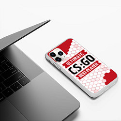 Чехол iPhone 11 Pro матовый CS:GO: красные таблички Best Player и Ultimate, цвет: 3D-белый — фото 2