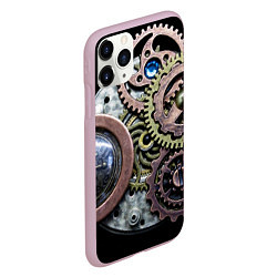 Чехол iPhone 11 Pro матовый Mechanism of gears in Steampunk style, цвет: 3D-розовый — фото 2