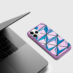 Чехол iPhone 11 Pro матовый 3D иллюзия-треугольники, цвет: 3D-фиолетовый — фото 2