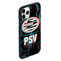 Чехол iPhone 11 Pro матовый PSV FC в стиле Glitch на темном фоне, цвет: 3D-черный — фото 2