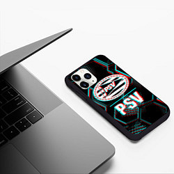 Чехол iPhone 11 Pro матовый PSV FC в стиле Glitch на темном фоне, цвет: 3D-черный — фото 2