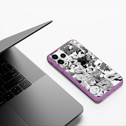 Чехол iPhone 11 Pro матовый Тяжёлый труд в подземелье pattern, цвет: 3D-фиолетовый — фото 2