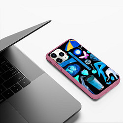 Чехол iPhone 11 Pro матовый Underground pattern Fashion 2099, цвет: 3D-малиновый — фото 2