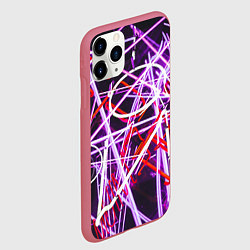 Чехол iPhone 11 Pro матовый Неоновые хаотичные линии и буквы - Розовый, цвет: 3D-малиновый — фото 2