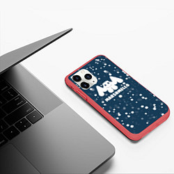Чехол iPhone 11 Pro матовый Marshmello крапинки, цвет: 3D-красный — фото 2