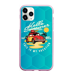 Чехол iPhone 11 Pro матовый Summer car Авто на пляже, цвет: 3D-розовый
