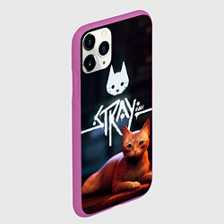 Чехол iPhone 11 Pro матовый Stray: Бродячий кот, цвет: 3D-фиолетовый — фото 2