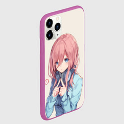 Чехол iPhone 11 Pro матовый Недовольная Мику, цвет: 3D-фиолетовый — фото 2
