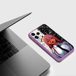 Чехол iPhone 11 Pro матовый ПАУЭР Демон Человек бензопила, цвет: 3D-фиолетовый — фото 2