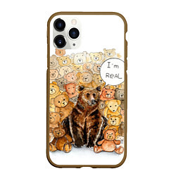 Чехол iPhone 11 Pro матовый Мишка im real, цвет: 3D-коричневый