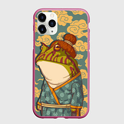 Чехол iPhone 11 Pro матовый Японская лягушка, цвет: 3D-малиновый