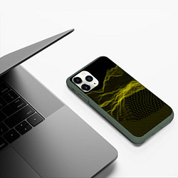 Чехол iPhone 11 Pro матовый Каркасный Пейзаж Горы, цвет: 3D-темно-зеленый — фото 2