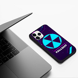 Чехол iPhone 11 Pro матовый Символ Fallout в неоновых цветах на темном фоне, цвет: 3D-черный — фото 2