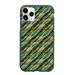 Чехол iPhone 11 Pro матовый Абстрактный узор камуфляжной расцветки, цвет: 3D-темно-зеленый