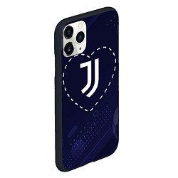 Чехол iPhone 11 Pro матовый Лого Juventus в сердечке на фоне мячей, цвет: 3D-черный — фото 2