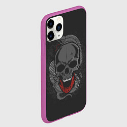 Чехол iPhone 11 Pro матовый ЧЕРЕП СО ЗМЕЁЙ, цвет: 3D-фиолетовый — фото 2