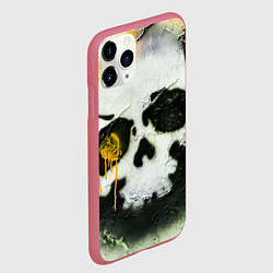 Чехол iPhone 11 Pro матовый Череп на поверхности в красках - Жёлтый, цвет: 3D-малиновый — фото 2